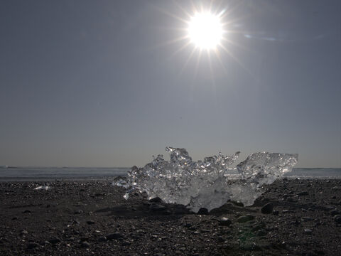 Jökulsárlón Remnant of an iceberg on a volcanic sand beach